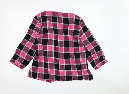 Laura Ashley Women's Plaid Blouse, 3/4 Sleeve, Size 10