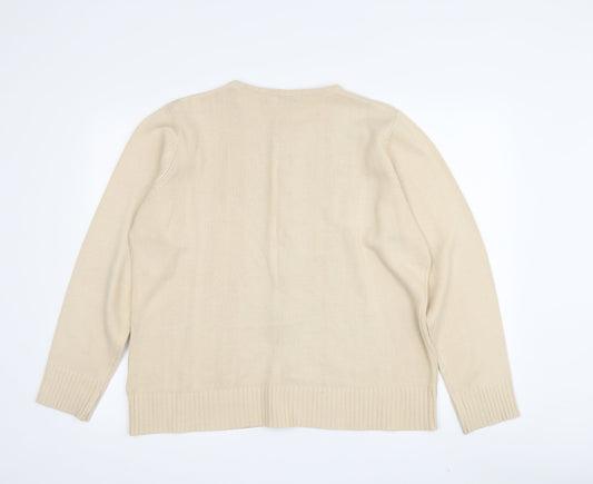 Honor Millburn Women's Beige Cardigan Size L with Embroidery