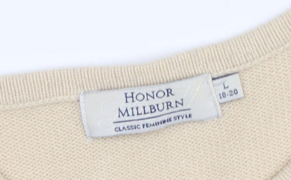 Honor Millburn Women's Beige Cardigan Size L with Embroidery