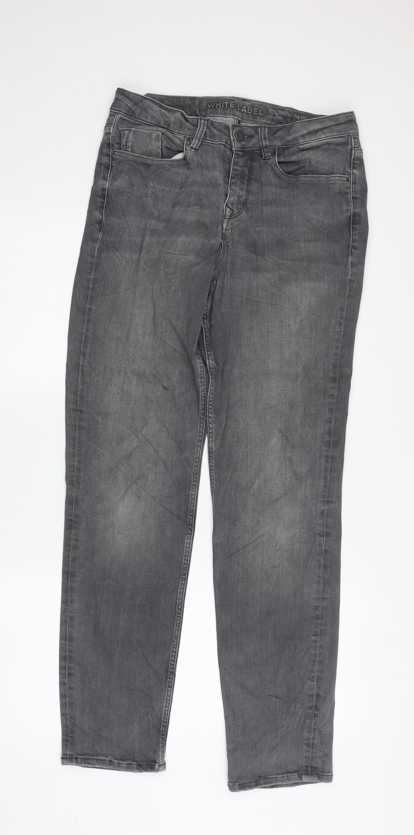 Womens UK Size 10 White Label Regular Fit Straight Grey Jeans