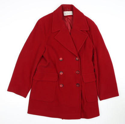 J. Taylor Women's Red Pea Coat M Wool Blend