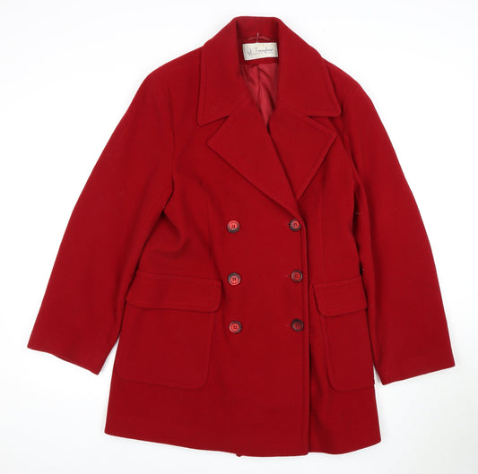 J. Taylor Women's Red Pea Coat M Wool Blend