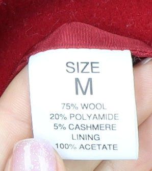 J. Taylor Women's Red Pea Coat M Wool Blend