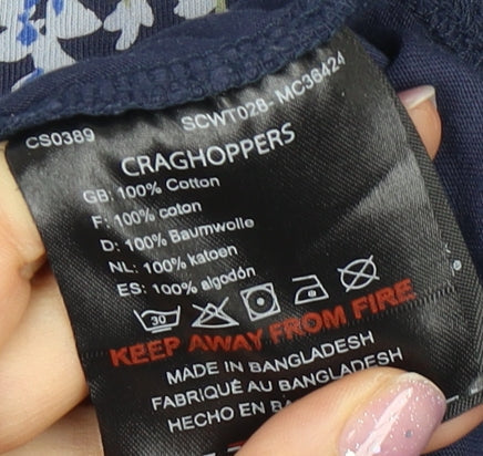 Craghoppers Women's Blue 3/4 Sleeve T-Shirt Size 8