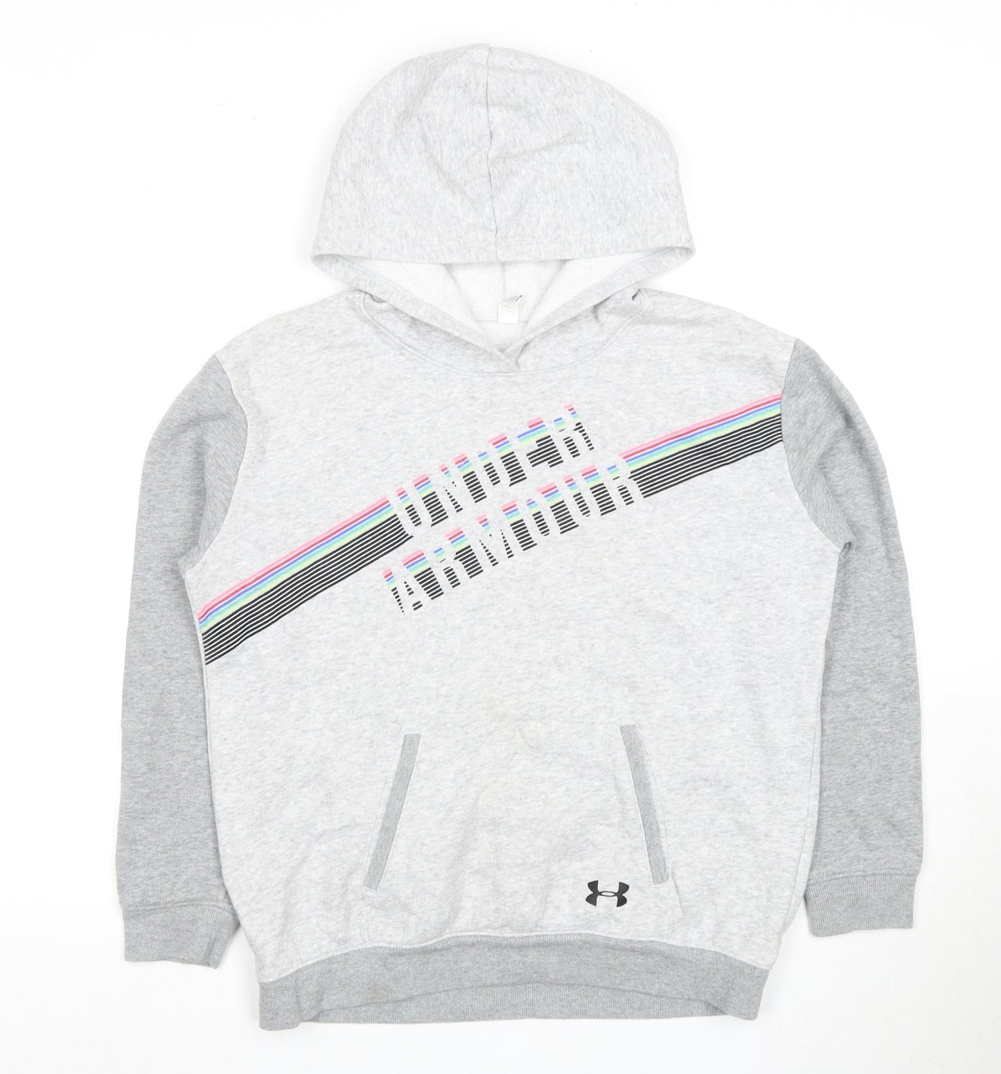 Under Armour Girls Grey Pullover Hoodie Size 10-11 Years