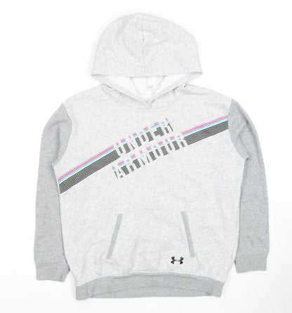 Under Armour Girls Grey Pullover Hoodie Size 10-11 Years
