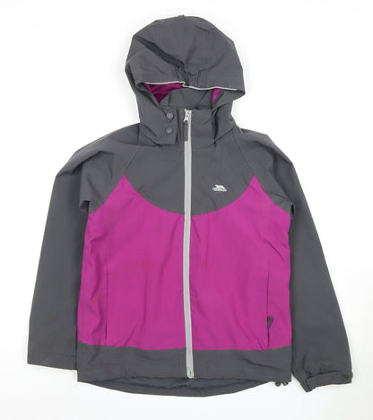 Trespass Girls Grey Rain Coat, 9-10 Years - Waterproof & Breathable