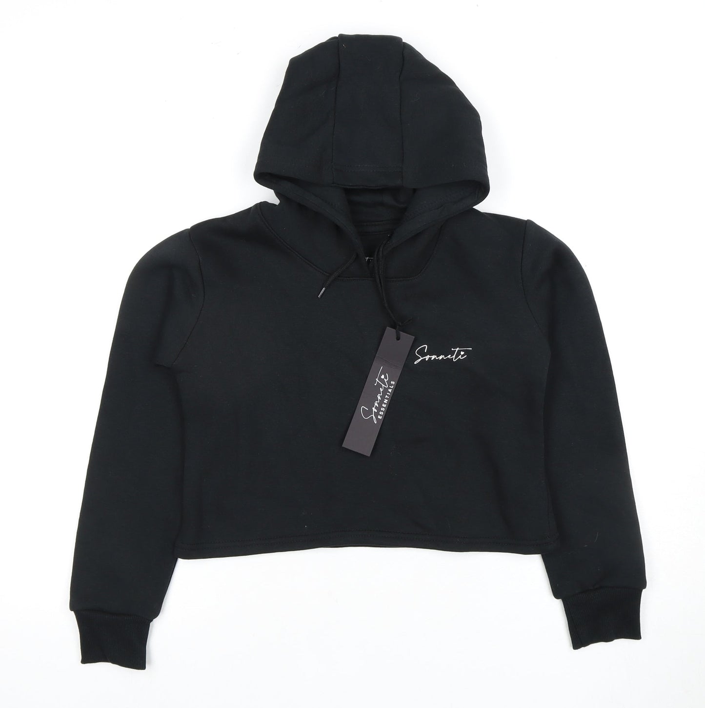 Soviet London Girls Black Pullover Hoodie, Size 10-11 Years