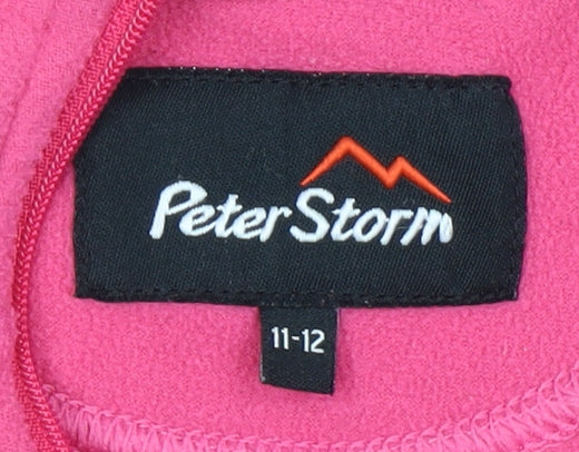 Peter Storm Girls Pink Fleece Sweatshirt 11-12 Years, 1/2 Zip