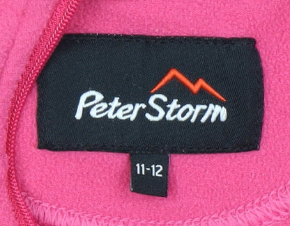 Peter Storm Girls Pink Fleece Sweatshirt 11-12 Years, 1/2 Zip
