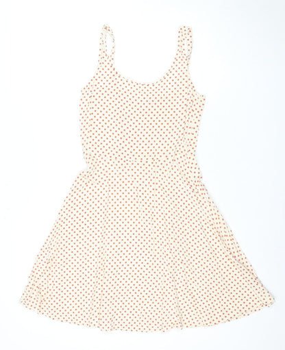 Jacqueline de Yong Women White Polka Dot Skater Dress Sz 6