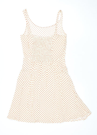 Jacqueline de Yong Women White Polka Dot Skater Dress Sz 6