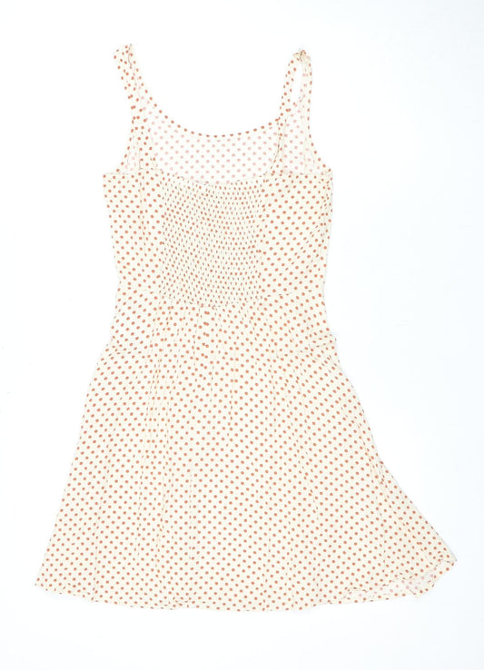 Jacqueline de Yong Women White Polka Dot Skater Dress Sz 6