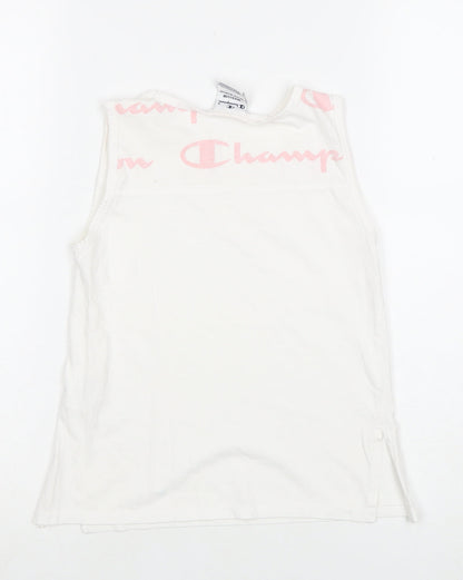 Champion Girls White Sleeveless Logo T-Shirt 9-10 Years