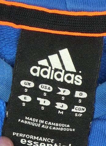 adidas Men's Blue Pullover Hoodie, Size S, Logo Accent