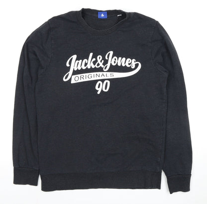 Mens UK Size S JACK & JONES Black Pullover Sweatshirt