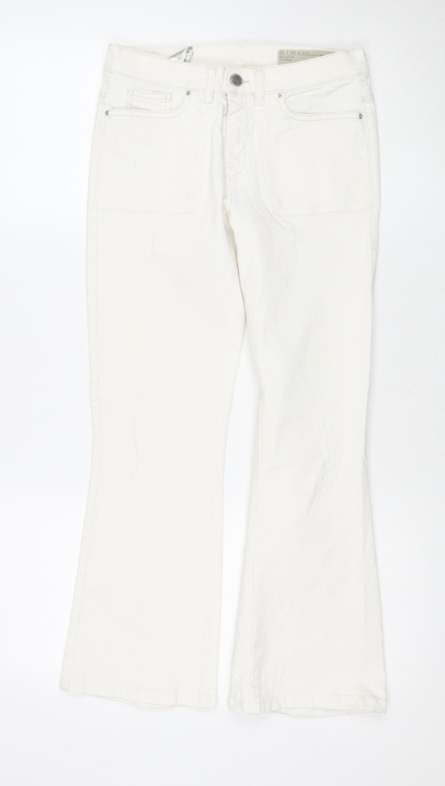 Diesel Women's White Bootcut Jeans, Slim Fit, Size 8