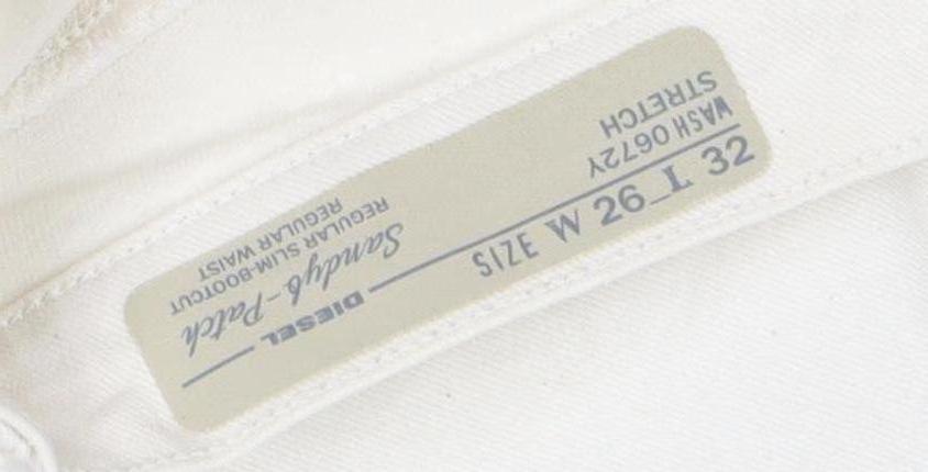 Diesel Women's White Bootcut Jeans, Slim Fit, Size 8