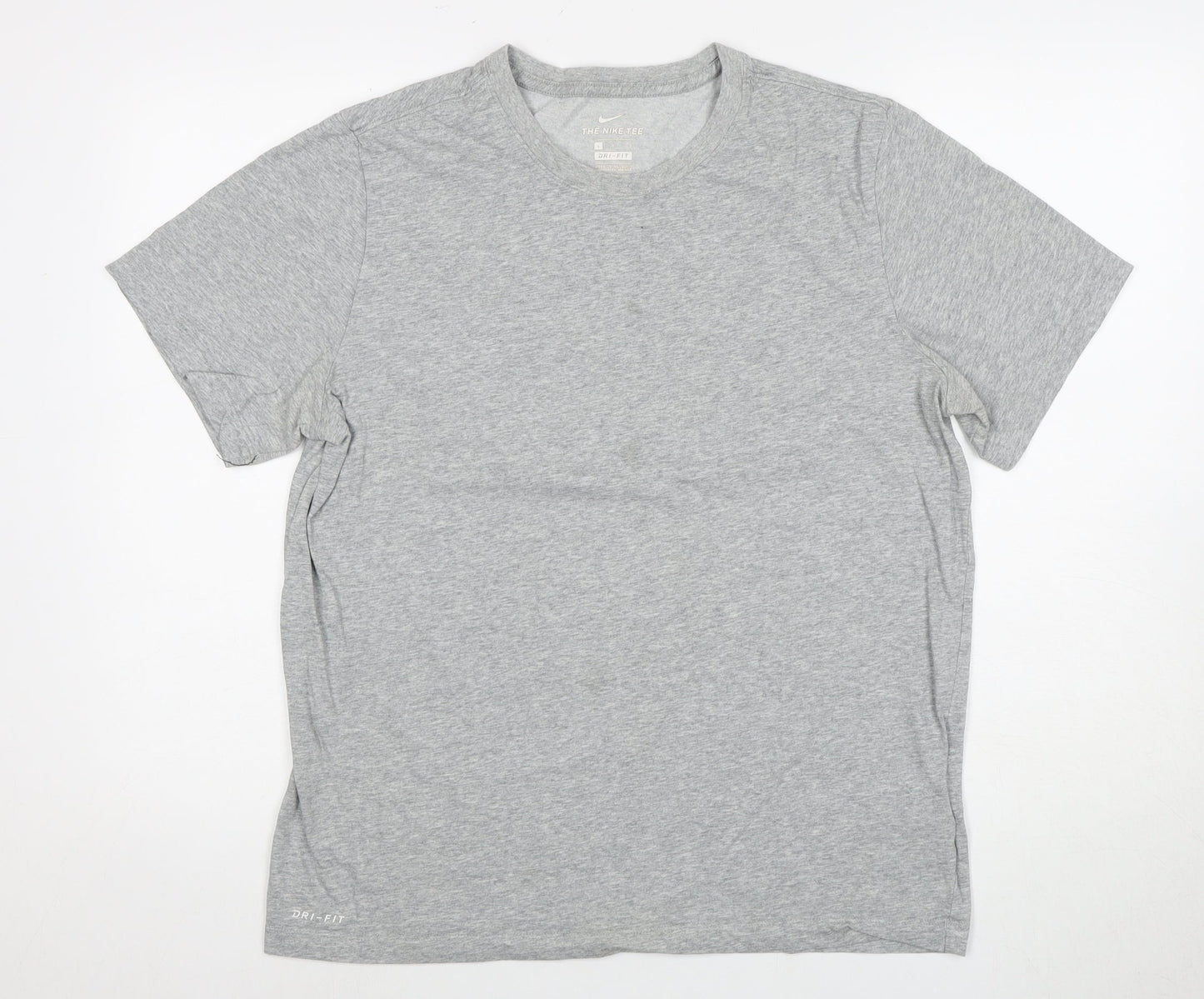 Nike Men's Grey Large Dri-Fit T-Shirt, Short Sleeve, Crew Neck