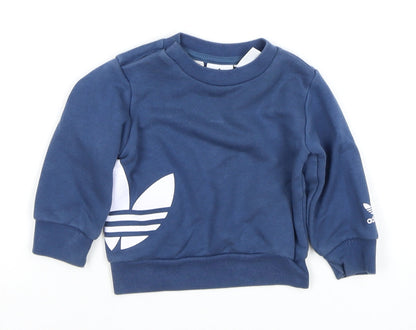Adidas Unisex Baby Blue Long Sleeve Sweatshirt 3-6 Months