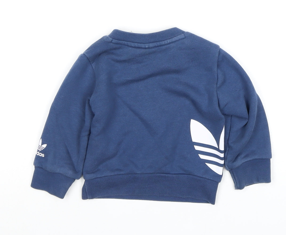 Adidas Unisex Baby Blue Long Sleeve Sweatshirt 3-6 Months