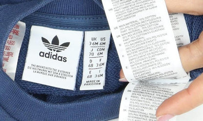 Adidas Unisex Baby Blue Long Sleeve Sweatshirt 3-6 Months