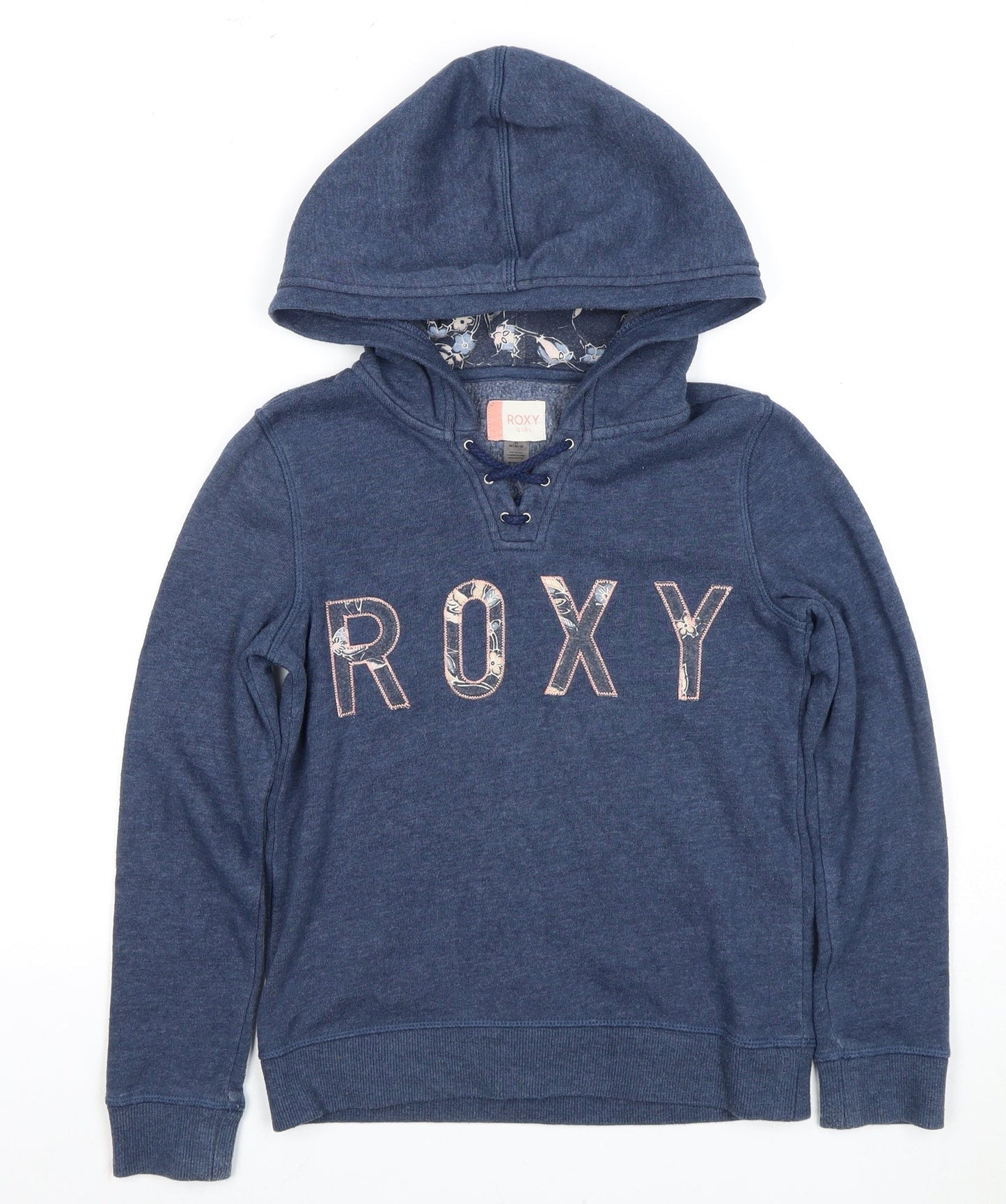 Roxy Girls Blue Pullover Hoodie - Size 10 Years, Lace Up Style