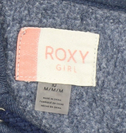 Roxy Girls Blue Pullover Hoodie - Size 10 Years, Lace Up Style