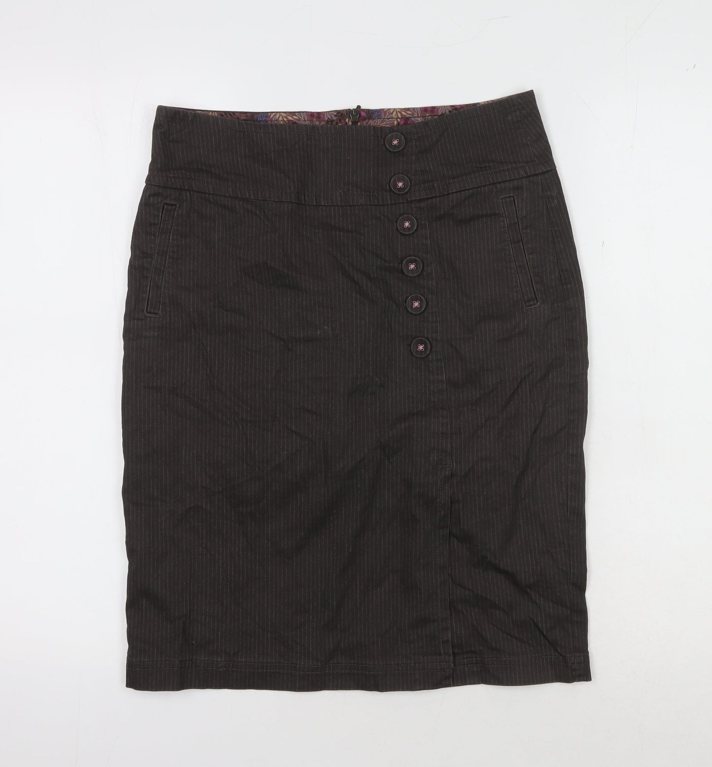 Laura Ashley Women's Black Striped Pencil Skirt Size 10