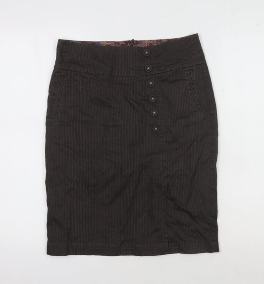 Laura Ashley Women's Black Striped Pencil Skirt Size 10