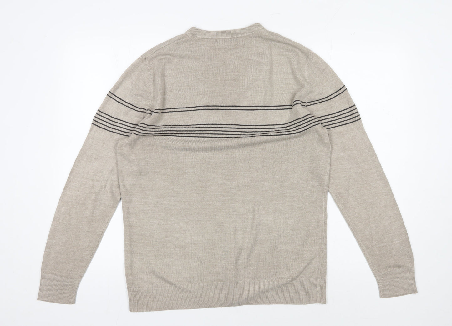 Thomas Nash Men's Beige Striped Pullover Jumper S