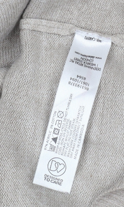 Thomas Nash Men's Beige Striped Pullover Jumper S