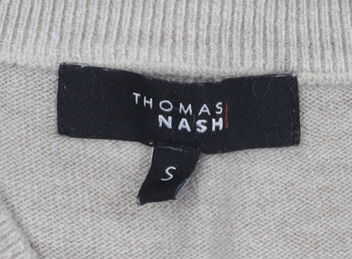 Thomas Nash Men's Beige Striped Pullover Jumper S