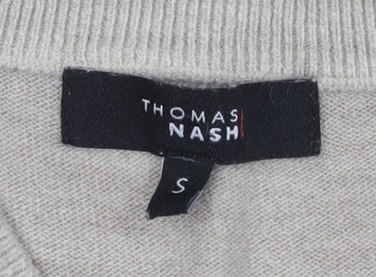 Thomas Nash Men's Beige Striped Pullover Jumper S