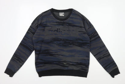 Adidas Men's Blue Camouflage Pullover Sweatshirt, Size S