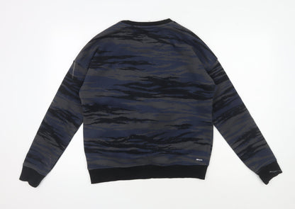 Adidas Men's Blue Camouflage Pullover Sweatshirt, Size S