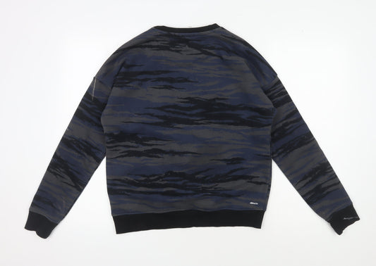 Adidas Men's Blue Camouflage Pullover Sweatshirt, Size S