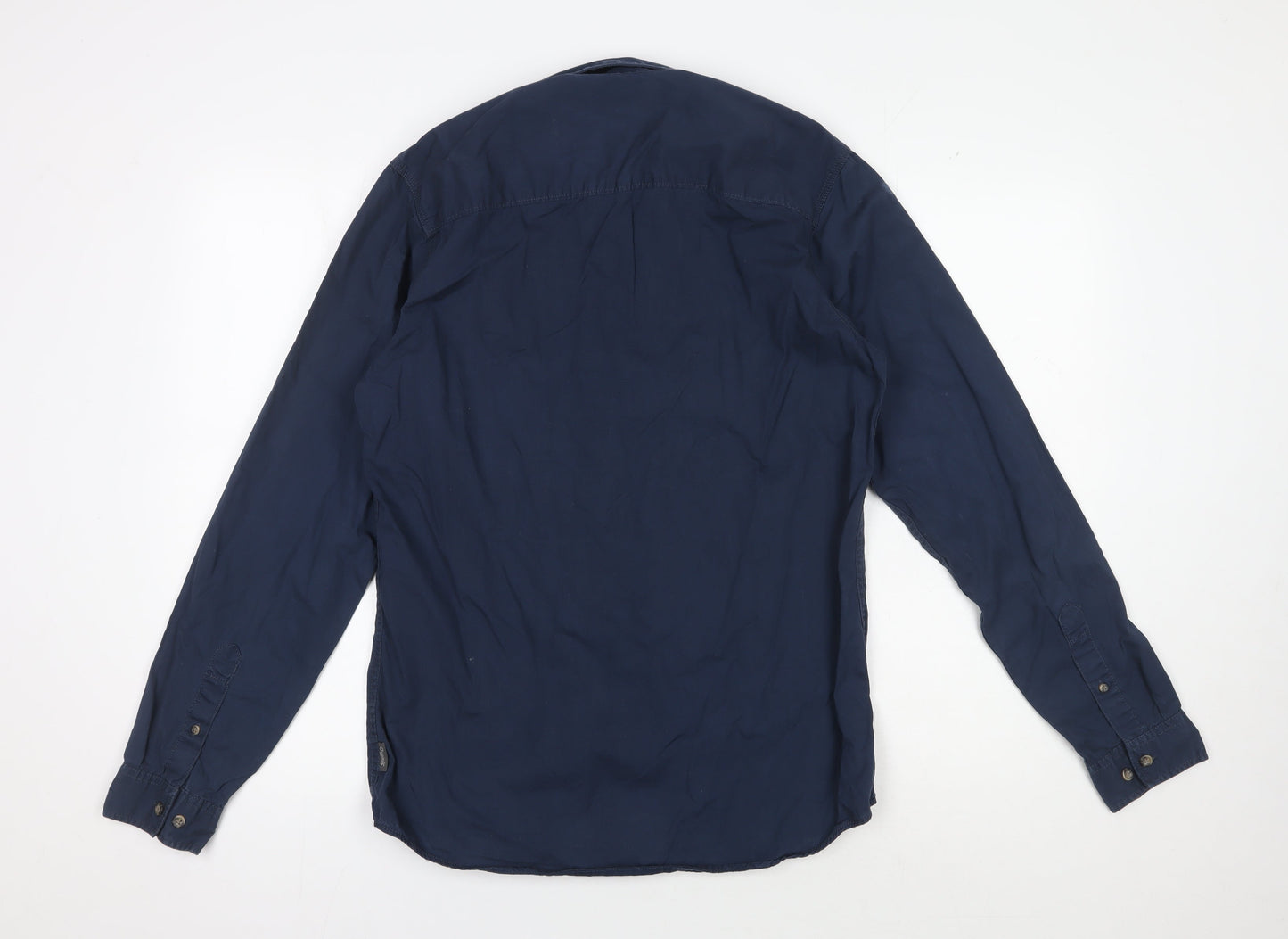 Jack & Jones Men's Blue Button-Up Shirt, Medium, Long Sleeve