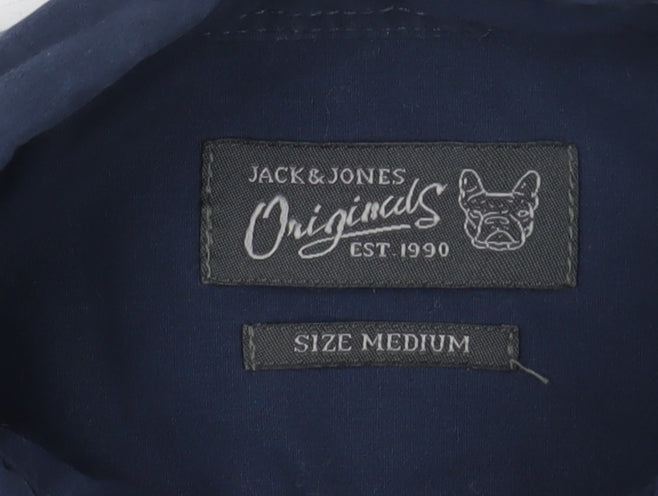 Jack & Jones Men's Blue Button-Up Shirt, Medium, Long Sleeve