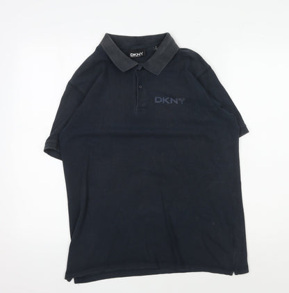 DKNY Men's Black Short Sleeve Polo Shirt M