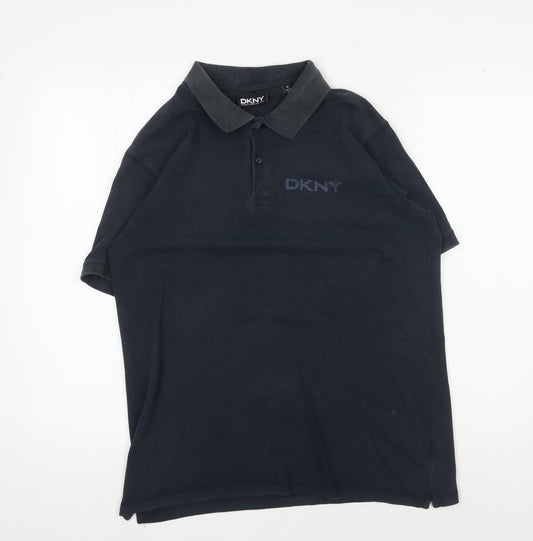 DKNY Men's Black Short Sleeve Polo Shirt M