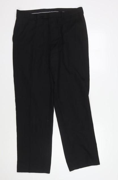 Dehavilland Men's Black Regular Fit Trousers, Size 34
