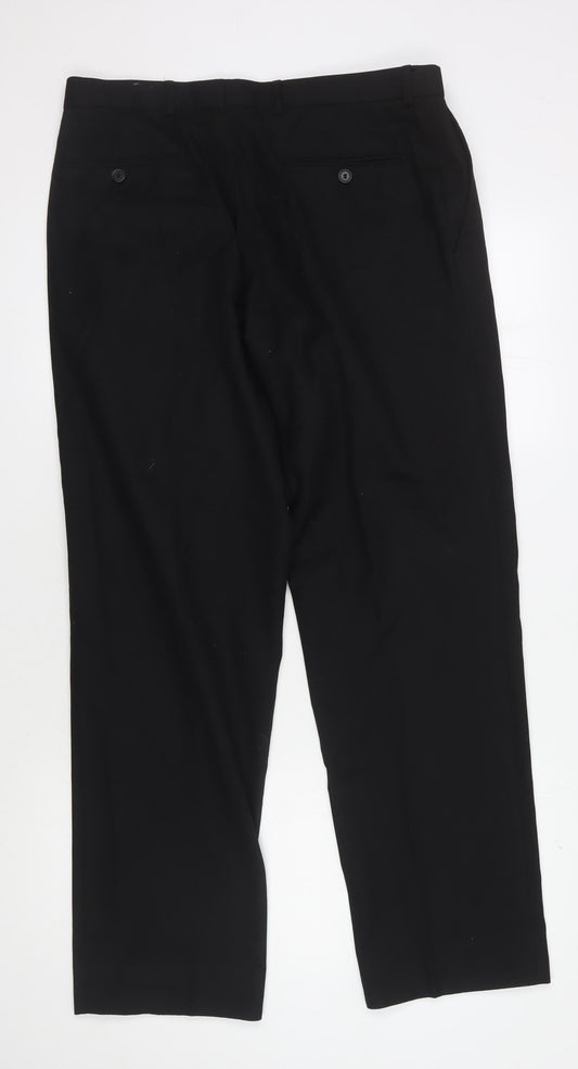 Dehavilland Men's Black Regular Fit Trousers, Size 34