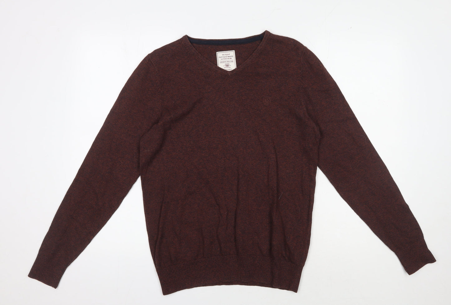 Fat Face Men's Brown V-Neck Pullover Jumper S