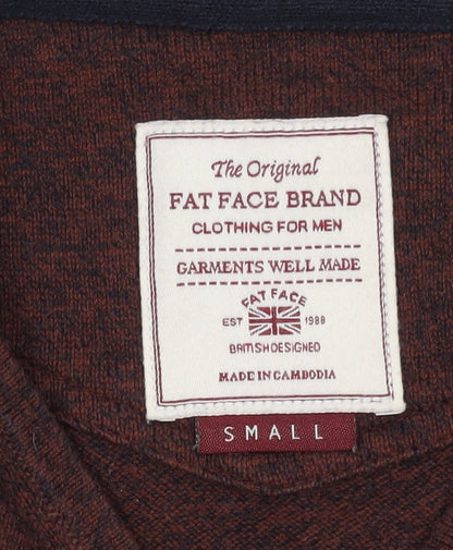 Fat Face Men's Brown V-Neck Pullover Jumper S