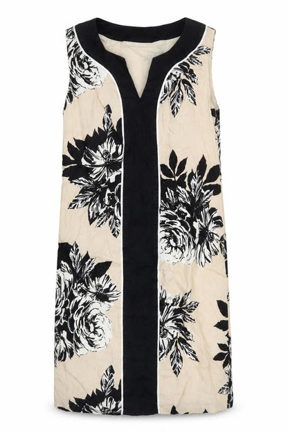 Laura Ashley Women's Beige Black Floral Shift Dress UK 10