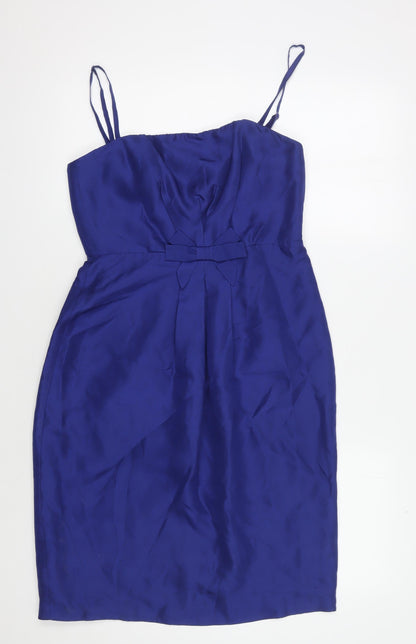 L.K. Bennett Women's Blue Silk A-Line Dress Size 10