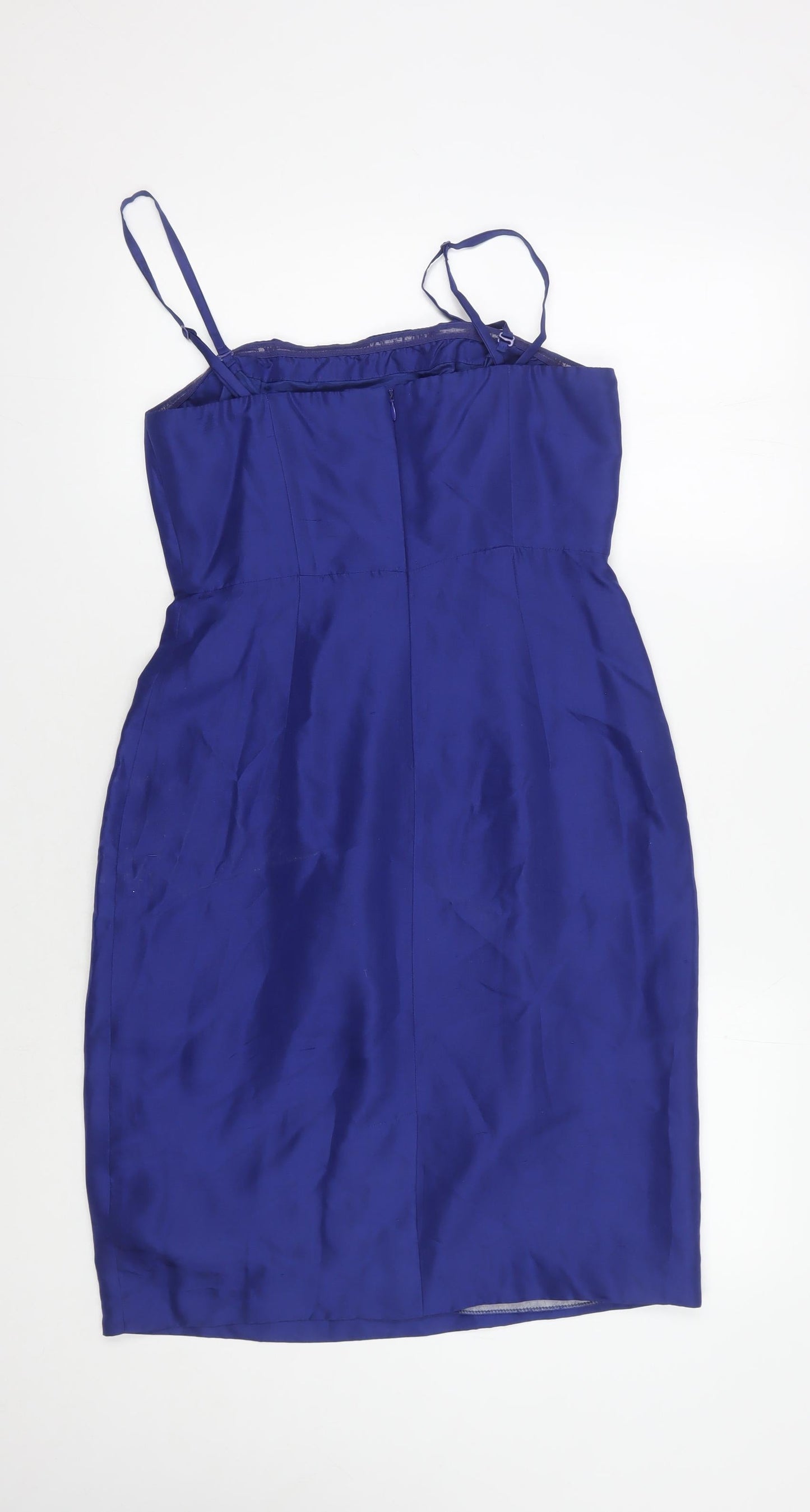 L.K. Bennett Women's Blue Silk A-Line Dress Size 10