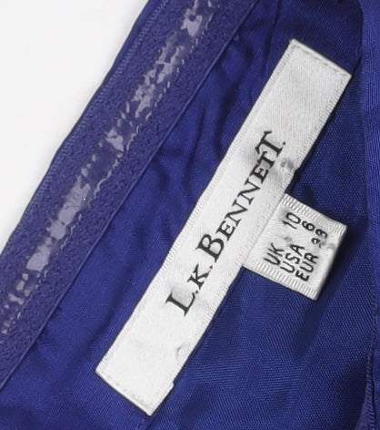 L.K. Bennett Women's Blue Silk A-Line Dress Size 10