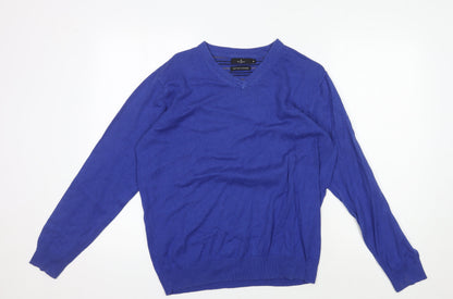 Jeff Banks Men's Blue V-Neck Pullover Jumper M